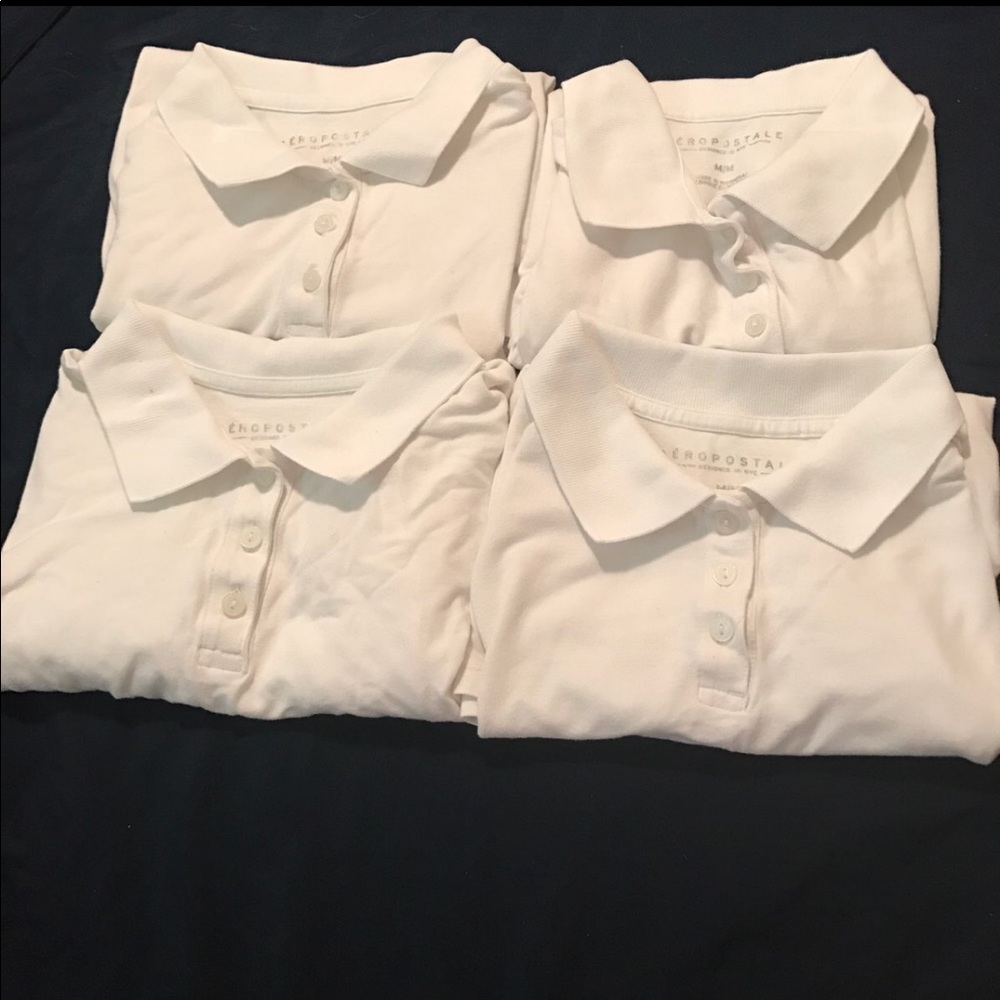 4 WHITE POLO AEROPOSTALE SHIRTS